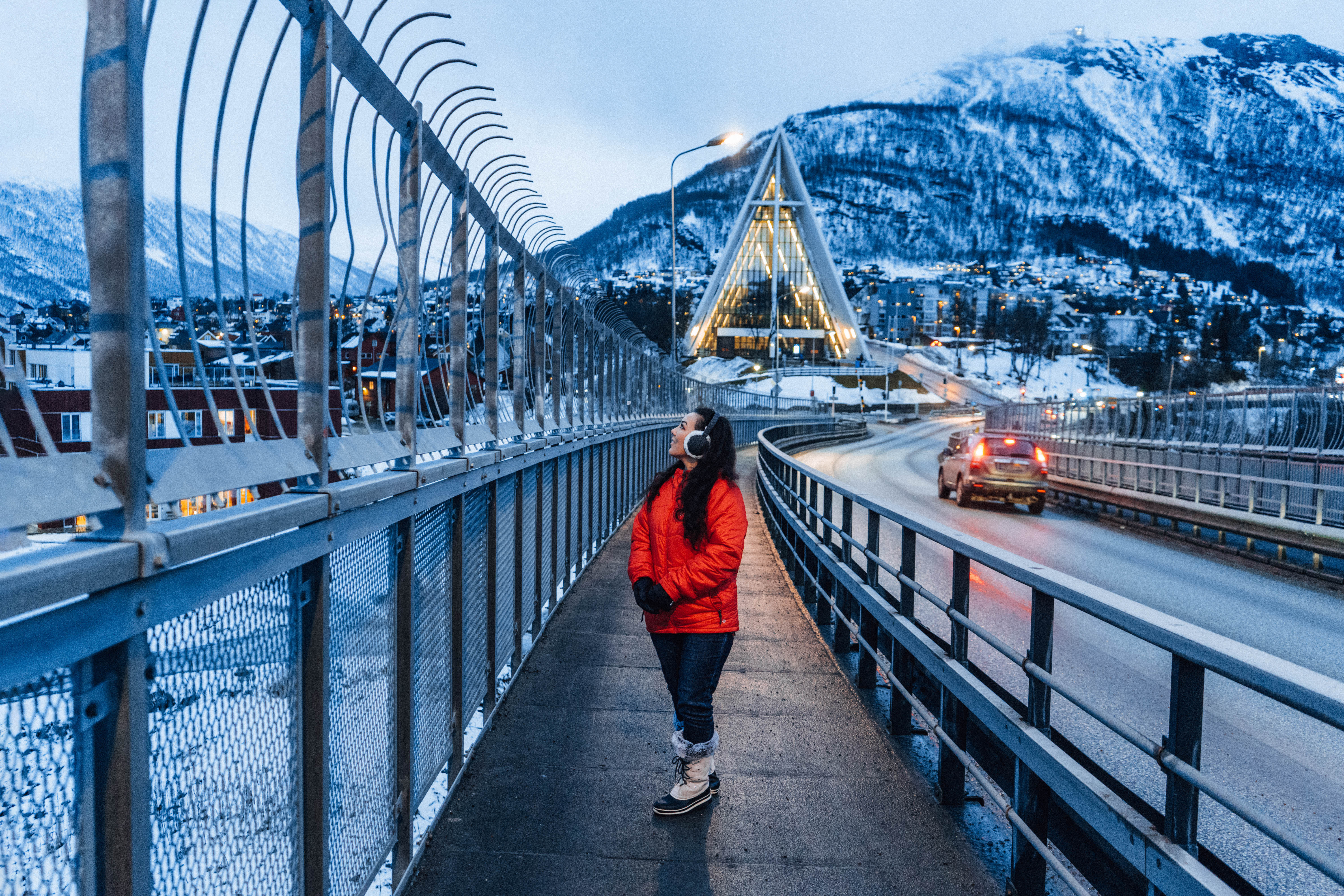 arctic cathedral tromso norway bridge shot