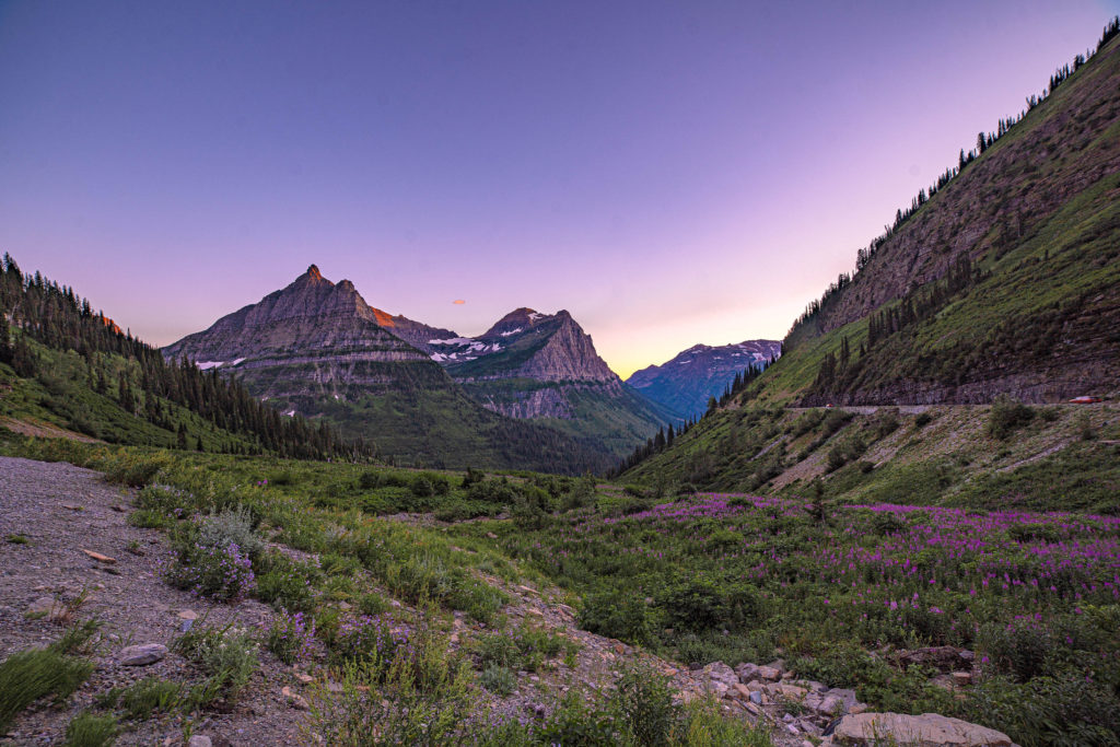 sunset views off of going to sun road